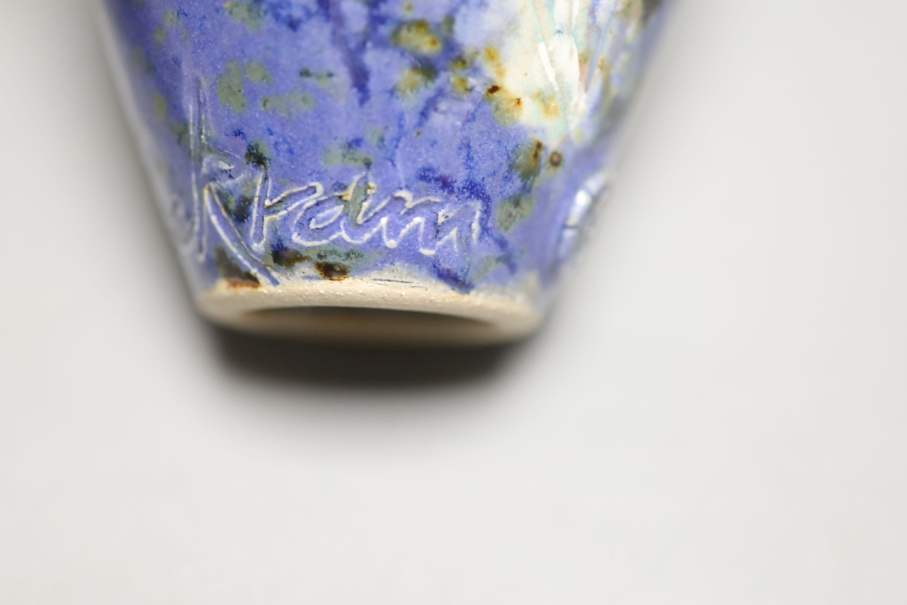 Roger Cockfan pottery fish vase and cover, height 29cm